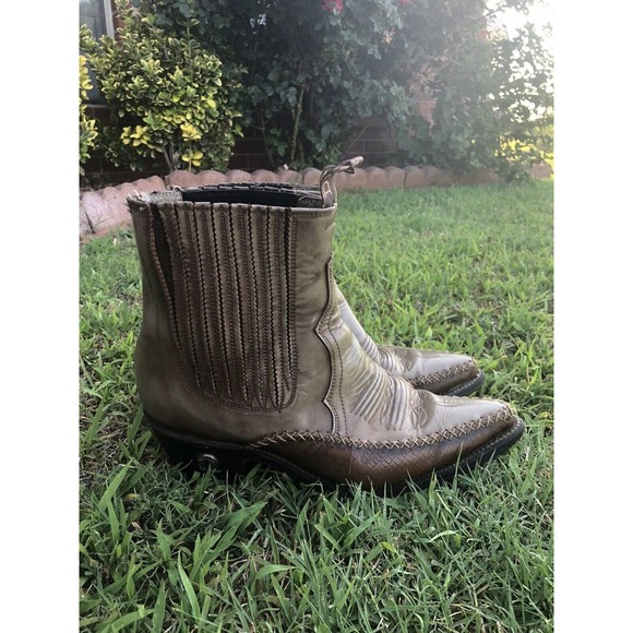 Denver Brand Western Cowboy Boots Ankle Size 8 Mens Pull On Gray Nice Stitching - Picture 3 of 8